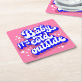 ベビーよくはしゃぐ、冬の外は寒いデザイン スクエアペーパーコースター (アングル)