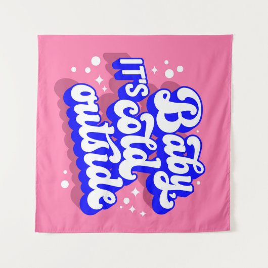 ベビーよくはしゃぐ、冬の外は寒いデザイン タペストリー (正面(横))