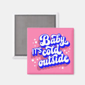 ベビーよくはしゃぐ、冬の外は寒いデザイン マグネット (正面/裏面)