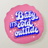 ベビーよくはしゃぐ、冬の外は寒いデザイン ラウンドクッション (裏面)