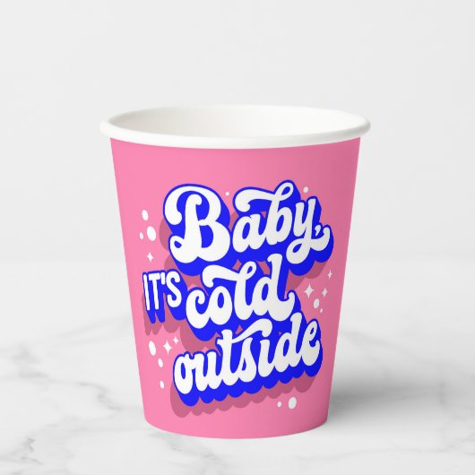ベビーよくはしゃぐ、冬の外は寒いデザイン 紙コップ (正面)