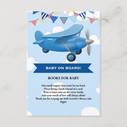 ベビーを乗せ!航空航空機用ベビーシャワー エンクロージャーカード (正面)