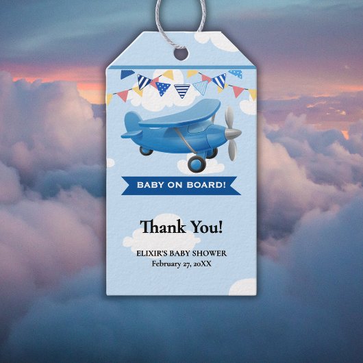 ベビーを乗せ!航空航空機用ベビーシャワー ギフトタグ