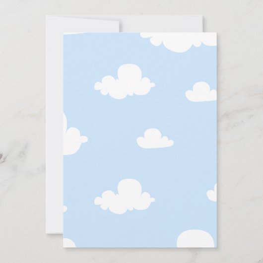 ベビーを乗せ!航空航空機用ベビーシャワー 招待状 (裏面)