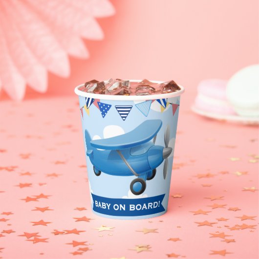 ベビーを乗せ！航空航空機用ベビーシャワー 紙コップ (インサイチュ)