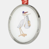 ベビーを分娩しているこうのとり メタルオーナメント (左)