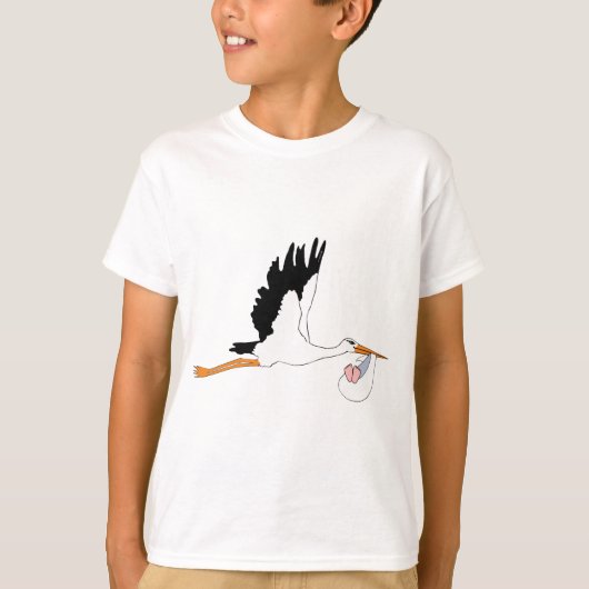 ベビーを分娩しているこうのとり Tシャツ (正面)