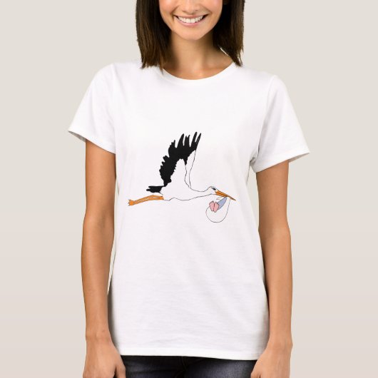 ベビーを分娩しているこうのとり Tシャツ (正面)