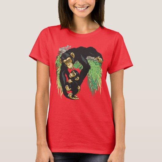 ベビーを持つチンパンジー Tシャツ (正面)