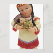ベビーを持つメスの赤いインディアンの人形 ポストカード (正面)