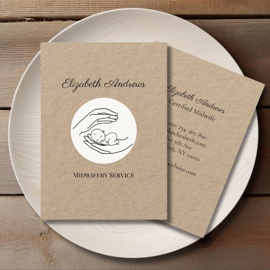 ベビーを持つ手 – 白いドットとシンペルモダン 名刺