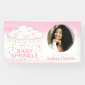 ベビーを振りかけるwhimsy雲の写真ピンクの赤ちゃんシャワー 横断幕 (横)