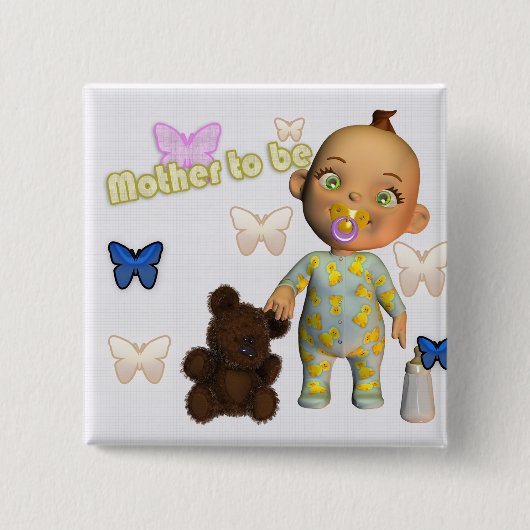 ベビーを期待するお祝いA、妊娠した 缶バッジ (正面)