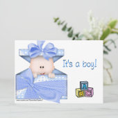 ベビーを贈り物用の箱青 招待状 (スタンド正面)