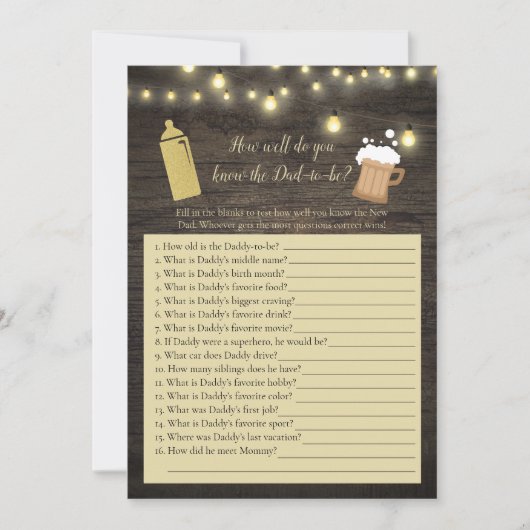 ベビーを醸造する金ゴールドで、パパを知っ最高のている 招待状 (正面)