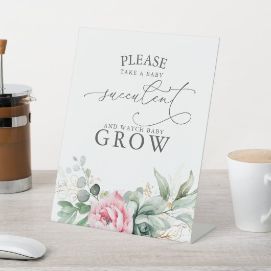 ベビーを飲む – 緑の赤ちゃんシャワーのサイン 台座サイン (インサイチュ)