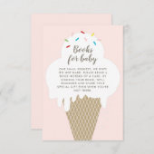 ベビーアイスクリームピンク赤ちゃんシャワー用の本 招待状 (正面/裏面)