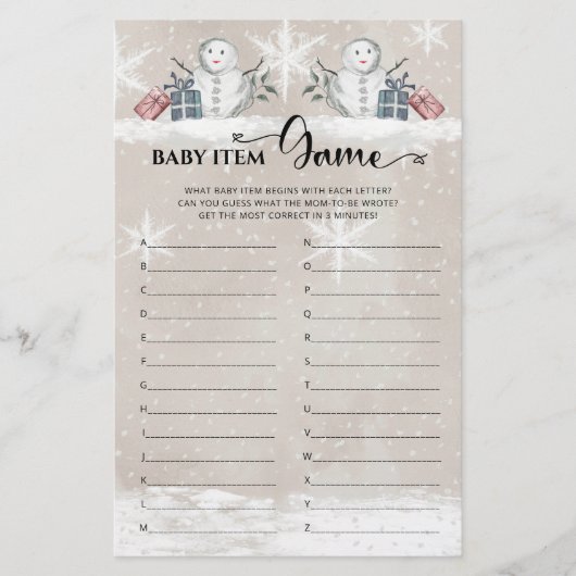 ベビーアイテムゲーム雪だるまベビーシャワー (正面)