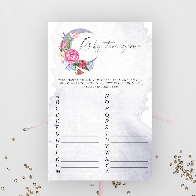 ベビーアイテムゲーム。月の赤ちゃんシャワーゲームの上 (クリエイターアップロード済み)