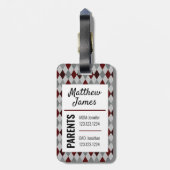 ベビーアギーマルーングレーパタアーガイルーンバッグラベル ラゲッジタグ (裏面縦)