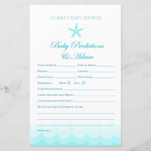 ベビーアドバイスと予測 – ベビーシャワーゲーム (正面)
