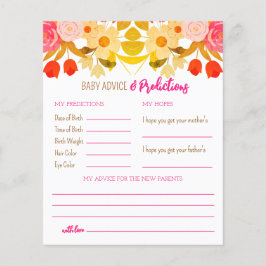 ベビーアドバイス及び予測ゲーム紙シート