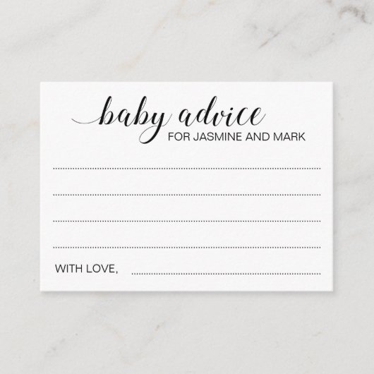 ベビーアドバイス新父母ベビースワモダンーシャワー アドバイスカード (正面)