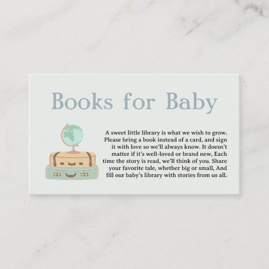 ベビーアドベンチャー世界地図ベビーシャワー用の本 エンクロージャーカード (正面)