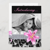 ベビーアナウンスシャワーレオパードリリーフラワー 招待状 (正面/裏面)