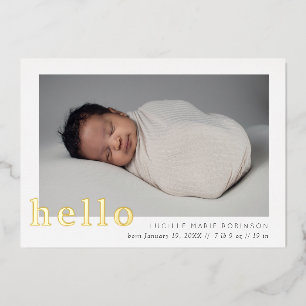 ベビーアナウンスHelloスクリプト 箔招待状