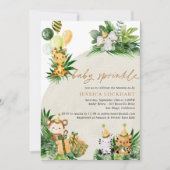 ベビーアニマルおもしろいジャングルサファリパーティーベビー散布機 招待状 (正面)
