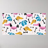 ベビーアニマルの可愛い犬のパターン顔スケッチスカ ポスター (正面)