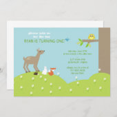 ベビーアニマルウッドランド招待状 招待状 (正面/裏面)