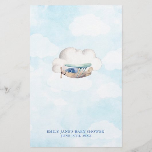 ベビーアニマルゲームカード玩具飛行機赤ちゃんシャワー チラシ (裏面)