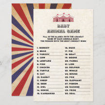 ベビーアニマルゲームサーカスカーニバルレトロベビーシャワー