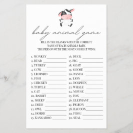 ベビーアニマルゲームピンク牛ベビーシャワーファームウェスタン チラシ