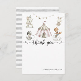 ベビーアニマルサーカス赤ちゃんシャワーサンキューカード サンキューカード