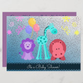 ベビーアニマルシャワー招待状 招待状 (正面/裏面)