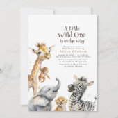 ベビーアニマルジャングルサファリワイルドキュート赤ちゃんシャワー 招待状 (正面)