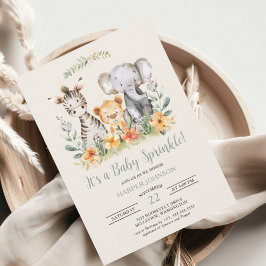 ベビーアニマルジャングルサファリ動物園ベビーシャワー 招待状