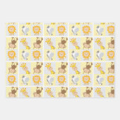 ベビーアニマルズキリン，サル，ライオン，ゼブラテーマ ラッピングペーパーシート (正面3)