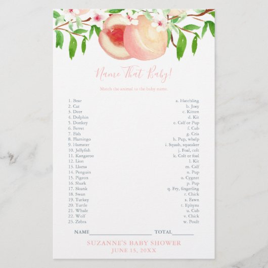 ベビーアニマルズゲームカードスウィートピーチシャワー チラシ (正面)