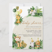 ベビーアニマルズジャングルサファリパーティーベビーシャワー 招待状 (正面)
