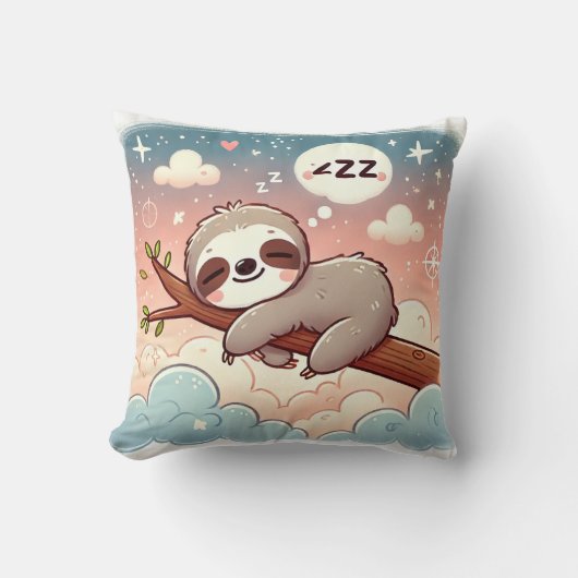 ベビーアニマルズスリーピングスロース子供部屋ウォールアート クッション (正面)