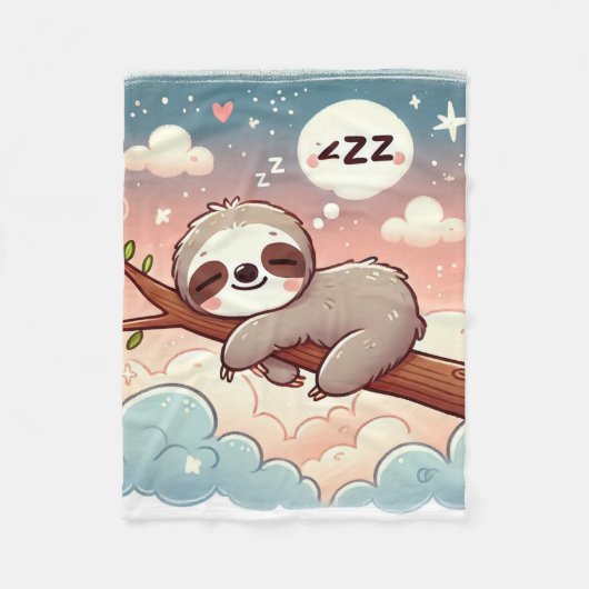 ベビーアニマルズスリーピングスロース子供部屋ウォールアート フリースブランケット (正面)