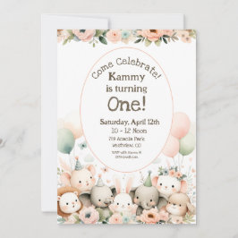 ベビーアニマルズファースト誕生日 招待状