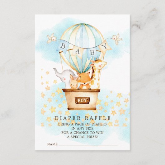 ベビーアニマルズホットエアバルーンおむつラッフルチケット エンクロージャーカード (正面)