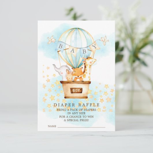 ベビーアニマルズホットエアバルーンおむつラッフルチケット エンクロージャーカード (スタンド正面)