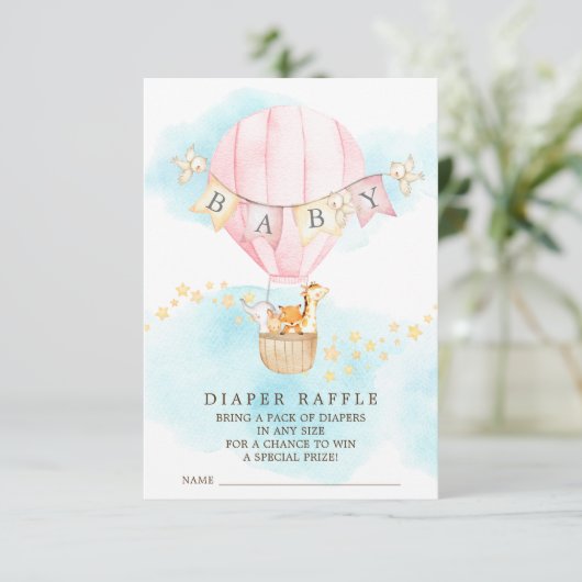 ベビーアニマルズホットエアバルーンおむつラッフルチケット エンクロージャーカード (スタンド正面)