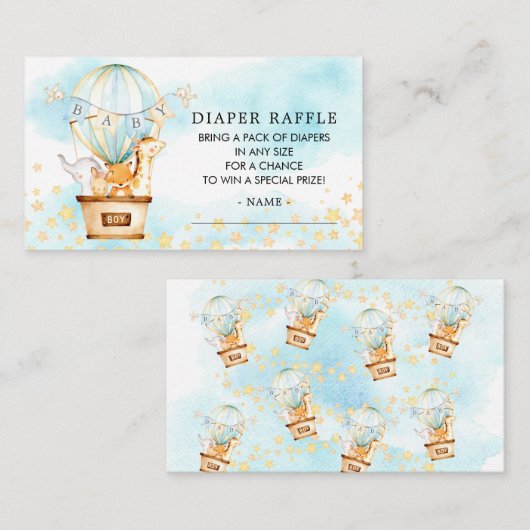 ベビーアニマルズホットエアバルーンおむつラッフルチケット エンクロージャーカード (正面/裏面)